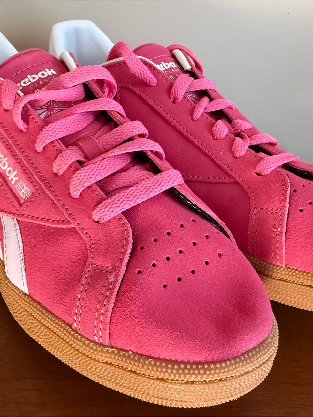 Reebok Pink Suede Sneakers with Gum Sole